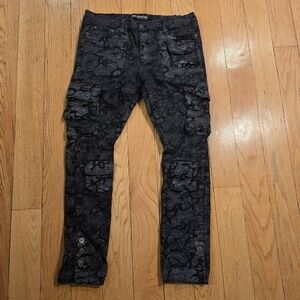 Valabasas Paisley Bandana Print Cargo Skinny Jeans Size 36 Streetwear Y2K
